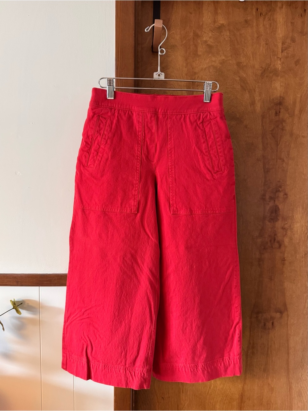 SPANX On-the-Go Cropped Wide Leg Pants Red Pull-On Stretch Women’s Small